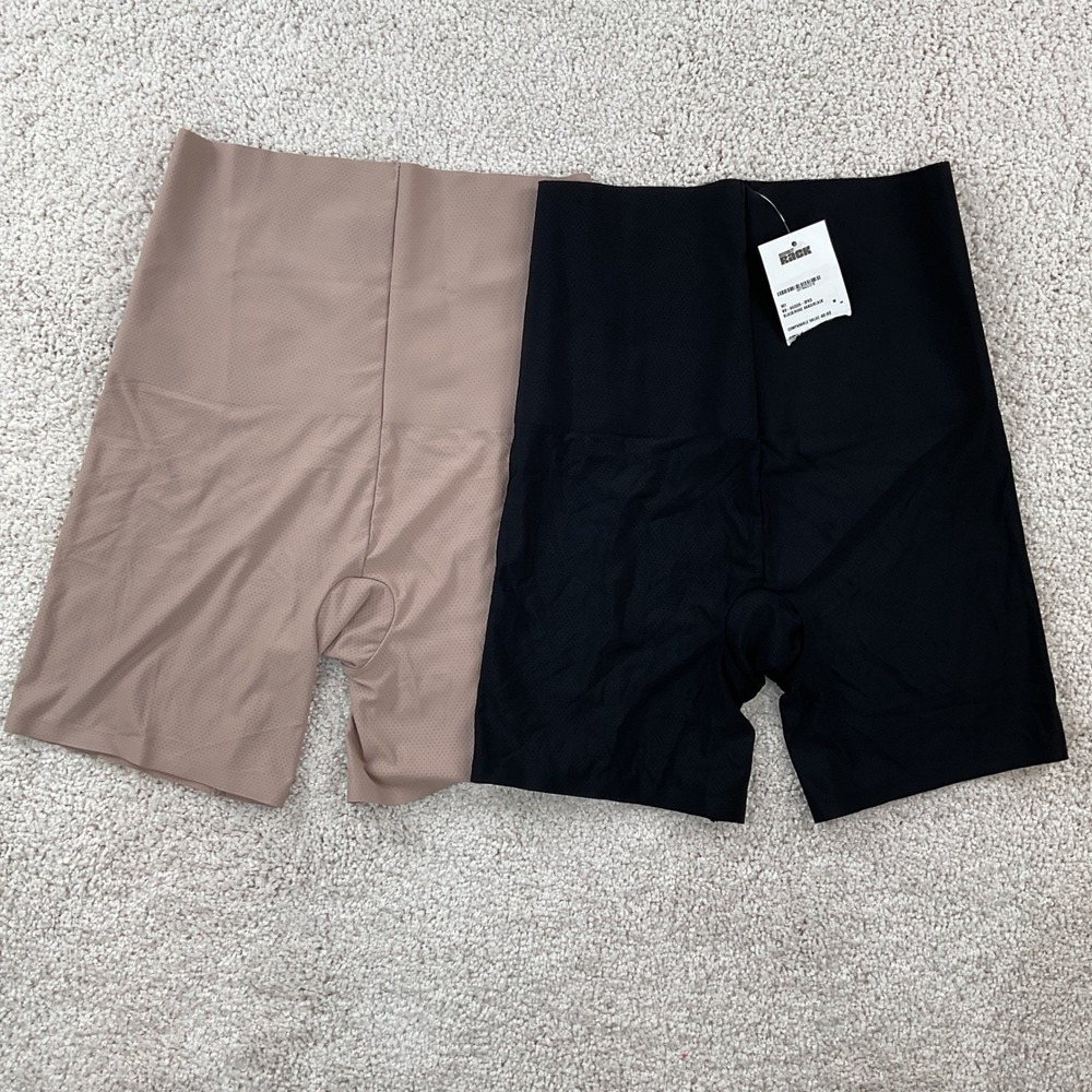 Skinnygirl Smoothers & Shapers High Waist Thigh Slimmer Shorts 2pk Black Beige